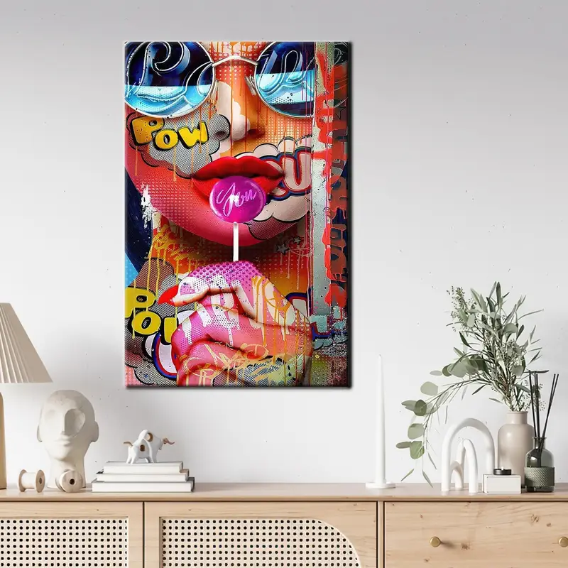 Modern Luxury Graffiti Woman Canvas Print for Trendy Girl Room