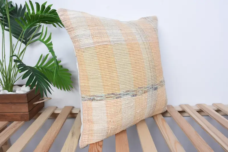 Cushion Case, Morroccon Kilim Cushion Pillow Case, Kilim Pillow Cover, Throw Kilim Pillow, 20x20 Beige Pillow Case, Kilim Pillow - 4