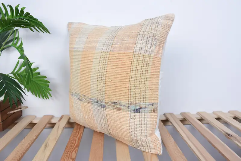 Cushion Case, Morroccon Kilim Cushion Pillow Case, Kilim Pillow Cover, Throw Kilim Pillow, 20x20 Beige Pillow Case, Kilim Pillow - 5