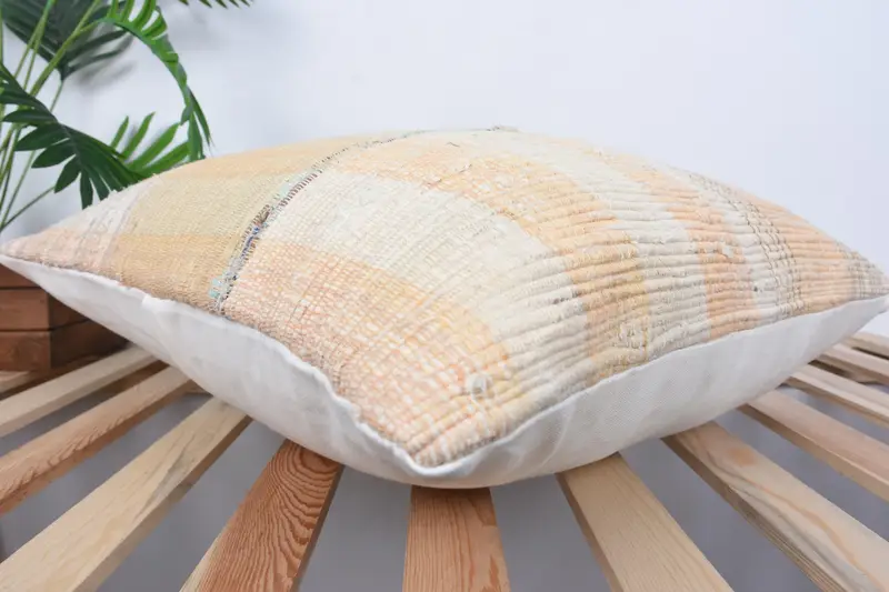 Cushion Case, Morroccon Kilim Cushion Pillow Case, Kilim Pillow Cover, Throw Kilim Pillow, 20x20 Beige Pillow Case, Kilim Pillow - 6