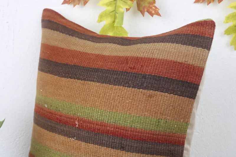 Cushion, Patio Pillow, Ethnic Pillow Cover Pillow Cover, 16x16 Green Pillow, Pillow for Couch, Throw Kilim Pillow, Vintage Kilim Throw Pillow - 5