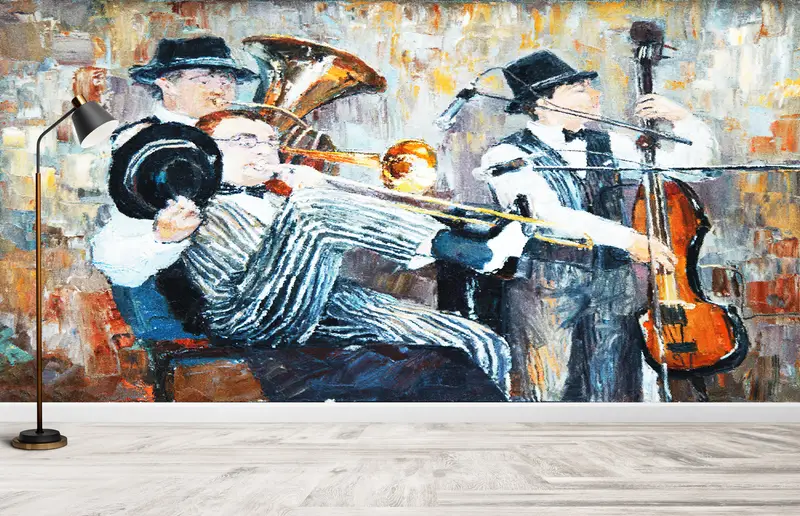 Wall Paper Peel and Stick, , Paper Wall Art, Custom Wall Paper, Contemporary Wall Mural, Jazz Wall Decor, Jazz Wall Print, - 7