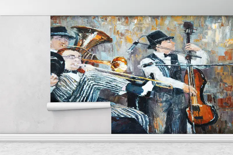 Wall Paper Peel and Stick, , Paper Wall Art, Custom Wall Paper, Contemporary Wall Mural, Jazz Wall Decor, Jazz Wall Print, - 1