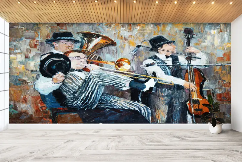 Wall Paper Peel and Stick, , Paper Wall Art, Custom Wall Paper, Contemporary Wall Mural, Jazz Wall Decor, Jazz Wall Print, - 9
