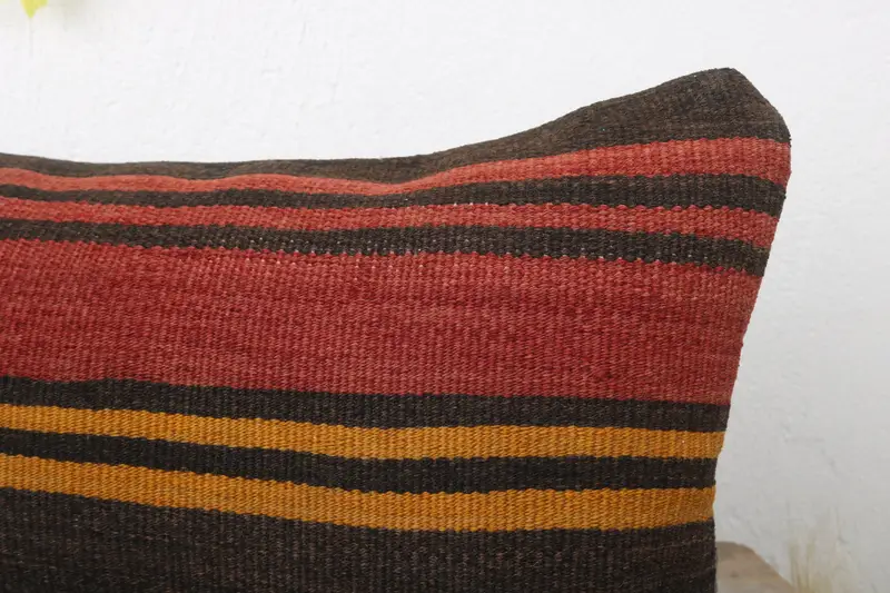 Pillow for Sofa, Aesthetic Pillow Cover, Pillow Cover, Boho Throw Pillow Case, Turkish Pillow, Handmade Kilim Cushion, 12x24 Red Cushion Case - 5