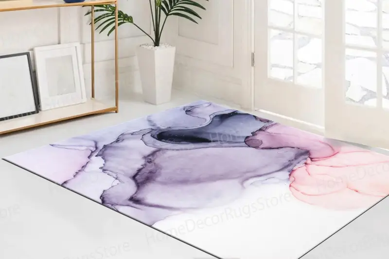 Mor Mermer Baskılı Halı: Çağdaş Mekanlar için Modern Lüks