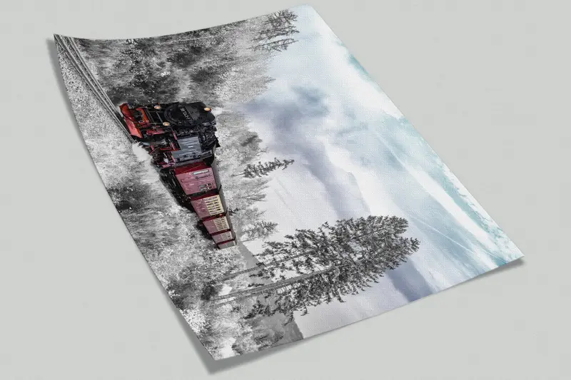 Nature Wallpaper, Tree Wall Mural, Train Mural, Snow Wall Print, Winter Wall Poster, Forest Mural, Railroad Wall Painting, - 9