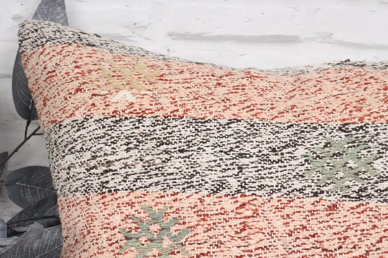 Decorativa Bolster Pillow Sham, caja de cojín apagada, caja de almohada, almohada para sofá, Sala de almohada rosa de 20x20, Shilim Cushion Sham, almohada de kilim vintage vintage - 2
