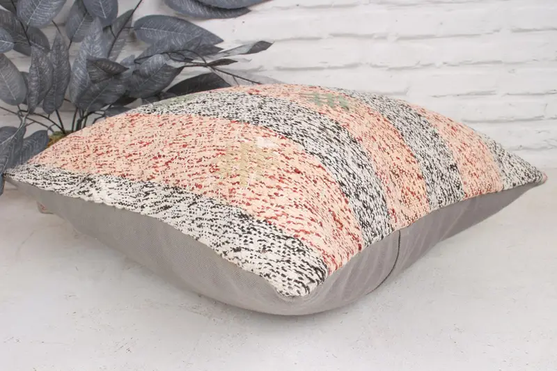 Decorativa Bolster Pillow Sham, caja de cojín apagada, caja de almohada, almohada para sofá, Sala de almohada rosa de 20x20, Shilim Cushion Sham, almohada de kilim vintage vintage - 6