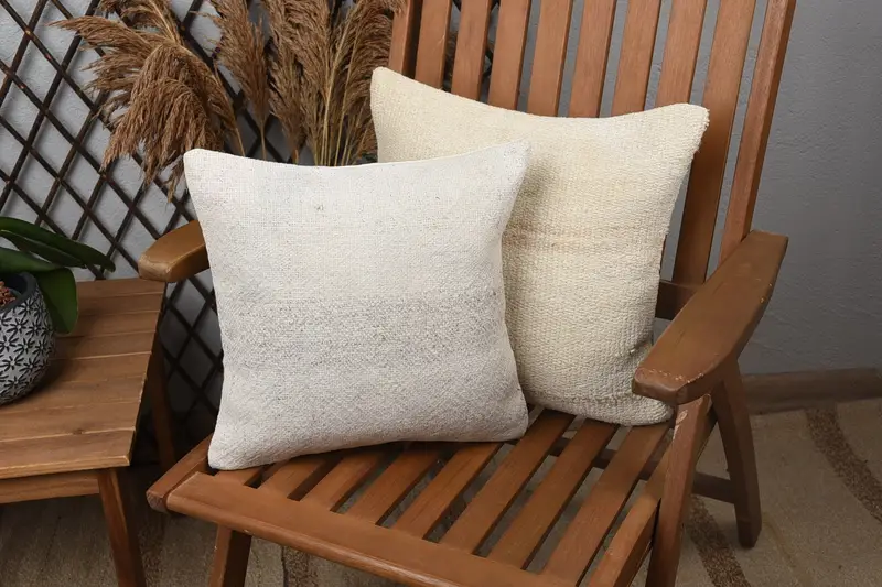 Ottoman Cushion Cover, Vintage Kilim Throw Pillow, Tribal Cushion Case, Cushion, Patio Pillow, Antique Pillows, Gift Pillow, 14x14 White Pillow - 1
