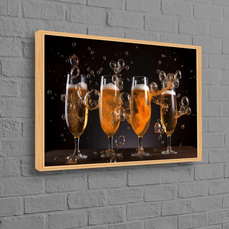 Elegant Pub Canvas: Bira ve Mutfak Sahnesi Baskılı Sanat Eseri