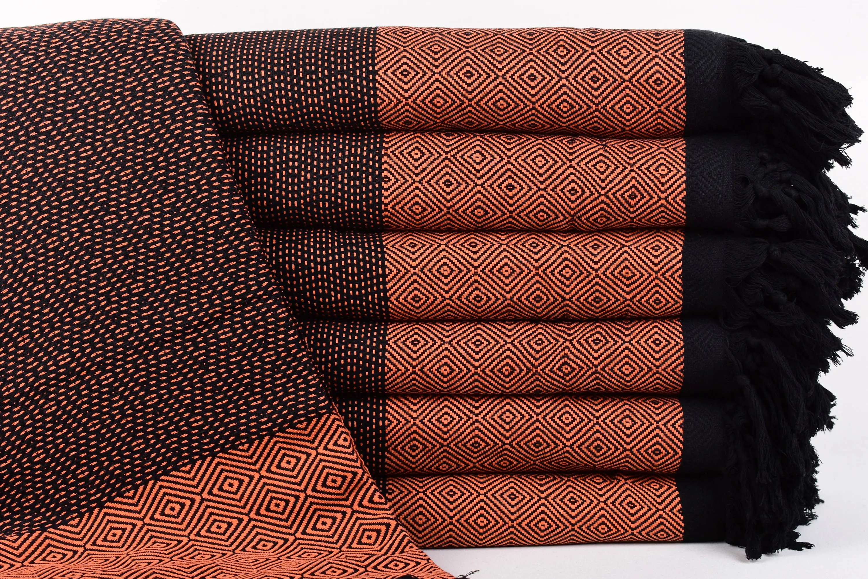 Bridal Shower Gift Orange Diamond Blanket, 99x79 Inches - 1