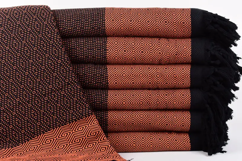 Bridal Shower Gift Orange Diamond Blanket, 99x79 Inches