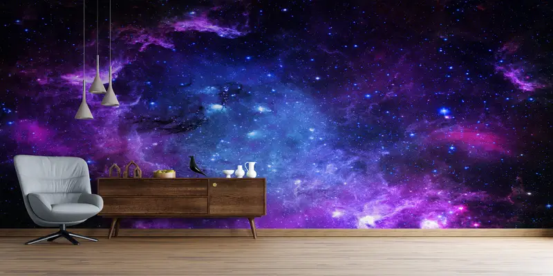 Starry Mural, Nature Wallpaper, View Wall Decor, Starry Sky Mural, Sky Wallpaper, Space Wall Painting, Night Mural, Milky Way Wall Painting, - 7
