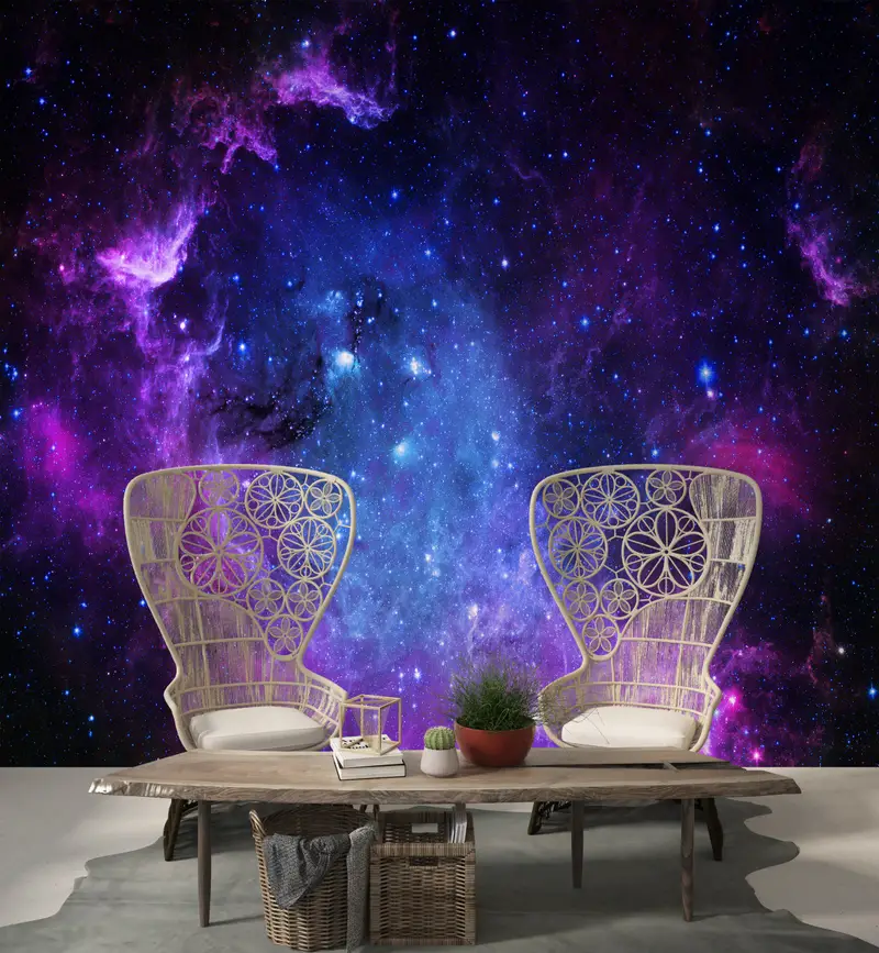 Starry Mural, Nature Wallpaper, View Wall Decor, Starry Sky Mural, Sky Wallpaper, Space Wall Painting, Night Mural, Milky Way Wall Painting, - 1