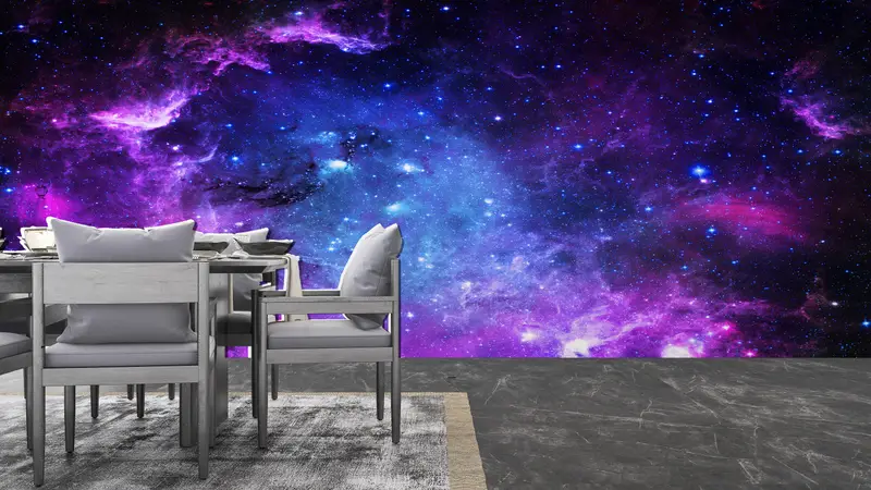 Starry Mural, Nature Wallpaper, View Wall Decor, Starry Sky Mural, Sky Wallpaper, Space Wall Painting, Night Mural, Milky Way Wall Painting, - 2