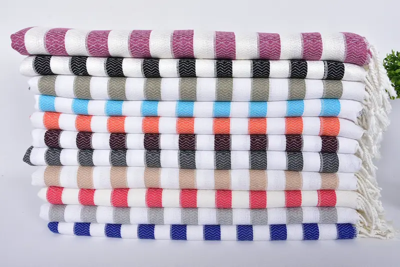 Monogram plaj havlusu, kişiselleştirilmiş plaj havlusu, 70x36 pamuklu çizgili havlu, düğün iyilikleri, lüks Türk peshtemal plaj havlu, iş arkadaşı için hediye - 2