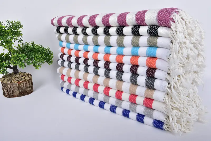 Monogram plaj havlusu, kişiselleştirilmiş plaj havlusu, 70x36 pamuklu çizgili havlu, düğün iyilikleri, lüks Türk peshtemal plaj havlu, iş arkadaşı için hediye - 3