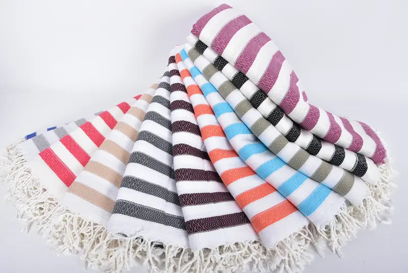 Monogram plaj havlusu, kişiselleştirilmiş plaj havlusu, 70x36 pamuklu çizgili havlu, düğün iyilikleri, lüks Türk peshtemal plaj havlu, iş arkadaşı için hediye - 4