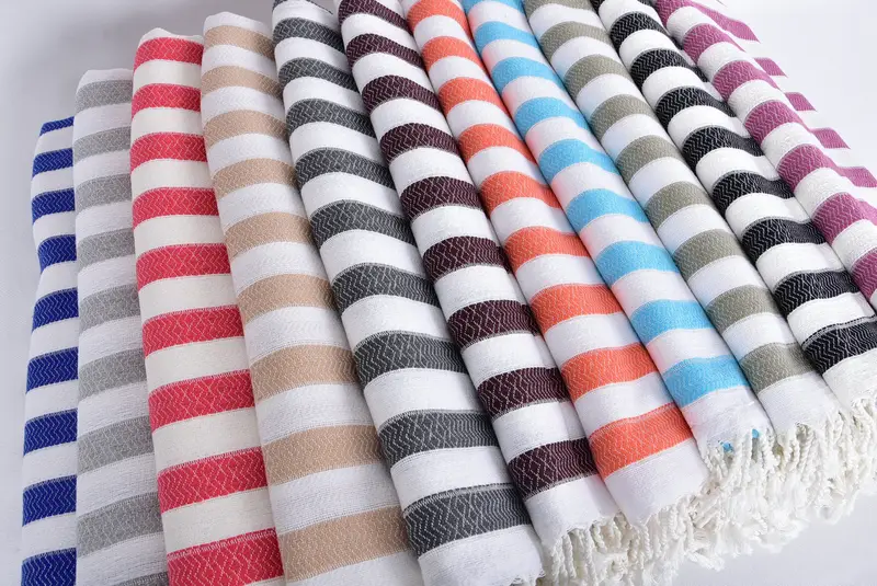 Monogram plaj havlusu, kişiselleştirilmiş plaj havlusu, 70x36 pamuklu çizgili havlu, düğün iyilikleri, lüks Türk peshtemal plaj havlu, iş arkadaşı için hediye - 6