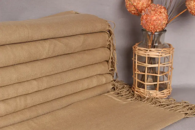 Beige Cotton Pashmina Turkish Bath Towel, 28x67 Inches