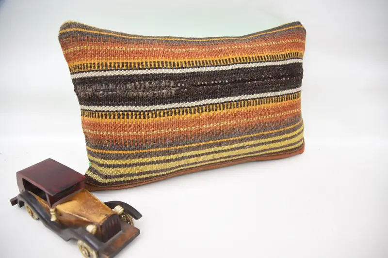 Accent Throw Pillow Cover, Outdoor Cushion, Vintage Kilim Pillow, Turkish Pillow, 12x20 Orange Pillow Cover, Gift Pillow, Pillow - 2
