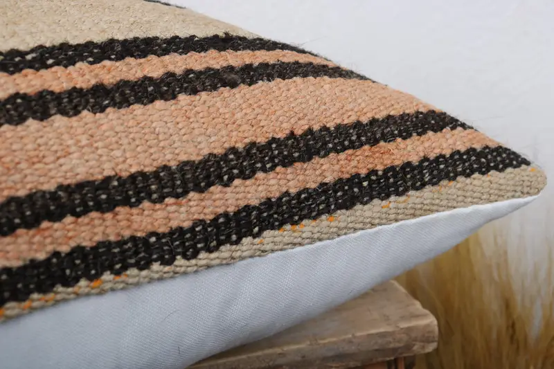 Ottoman Pillow Cover, 16x24 Beige Pillow Case, Boho Pillow, Cushion Cover, Cotton Cushion Cover, Ethnical Kilim Rug Pillow, Vintage Kilim Pillow - 6