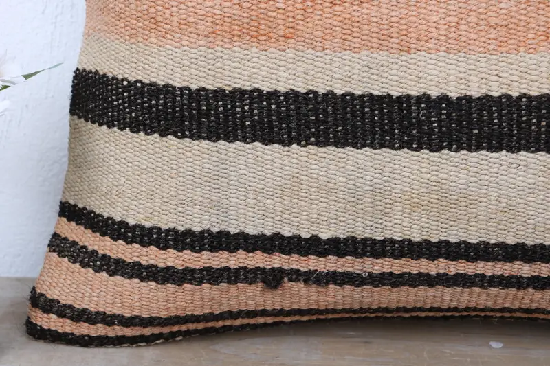 Ottoman Pillow Cover, 16x24 Beige Pillow Case, Boho Pillow, Cushion Cover, Cotton Cushion Cover, Ethnical Kilim Rug Pillow, Vintage Kilim Pillow - 3