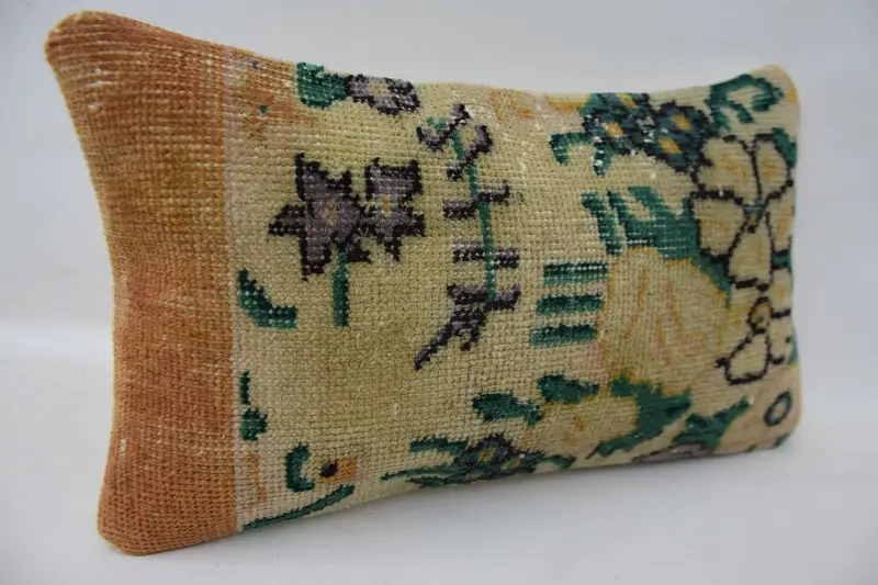 Vintage Kilim Pillow, Pattern Throw Cushion Cover, Interior Designer Pillow, Vintage Pillow, 12x20 Beige Cushion Cover, Pillow Cover - 3
