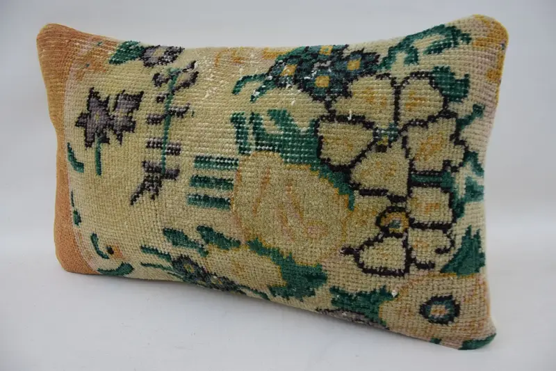 Vintage Kilim Pillow, Pattern Throw Cushion Cover, Interior Designer Pillow, Vintage Pillow, 12x20 Beige Cushion Cover, Pillow Cover - 4
