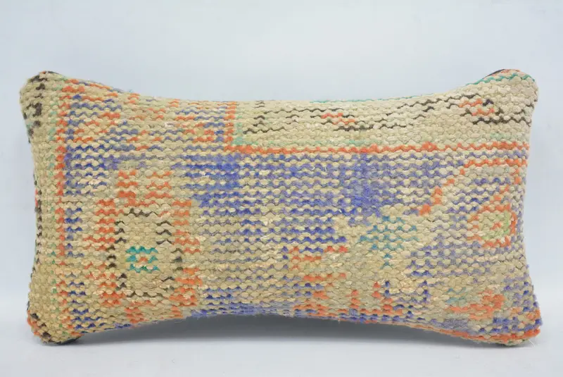 Garden Cushion Cover, Gift Pillow, Meditation Pillow Case, 8x16 Blue Cushion, Turkish Pillow, Pillow for Sofa, Ikat Pillow Sham, Cushion Cover - 1