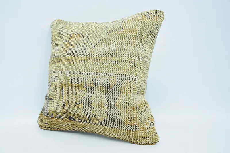 18x18 Beige Cushion, Vintage Kilim Throw Pillow, Handmade Kilim Cushion, Bed Cushion, Interior Designer Pillow, Cushion Case - 4