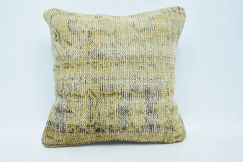 18x18 Beige Cushion, Vintage Kilim Throw Pillow, Handmade Kilim Cushion, Bed Cushion, Interior Designer Pillow, Cushion Case - 1