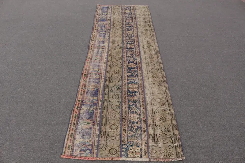 Brauner Ombré-Teppich, 8,7 x 8,66 Fuß, blaue Akzente