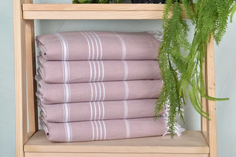 Personalized Dusty Rose Cotton Towel, Striped, 40x71 Inches