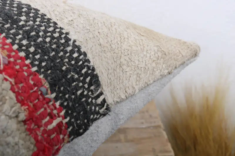 Ethnical Kilim Rug Pillow, 24x24 Beige Pillow Sham, Kilim Cushion Sham, Pillow Case, Antique Pillows, Nomadic Pillow Case - 6