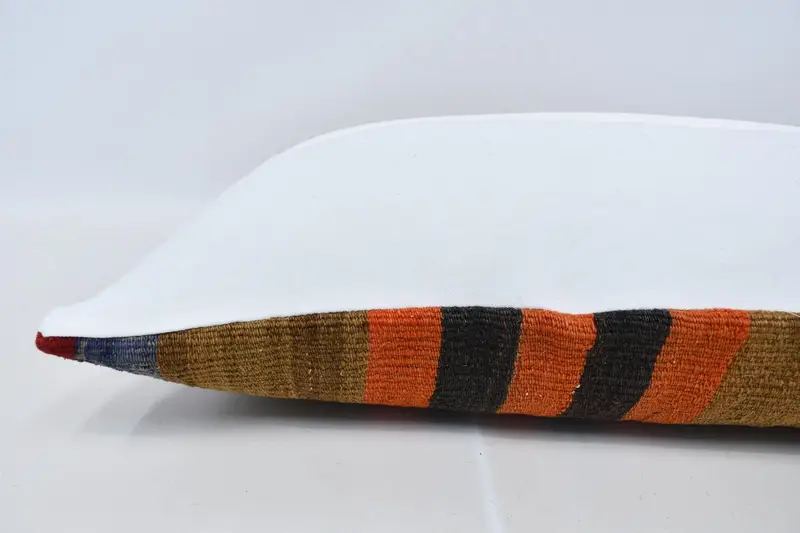Cushion Case, Kilim Cushion Sham, Handmade Cushion Cover, 16x36 Orange Cushion, Boho Pillow Sham Cover, Kilim Pillow Cover, Anatolian Cushion - 6