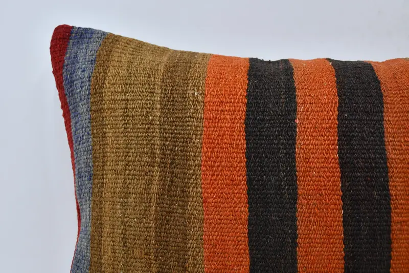 Cushion Case, Kilim Cushion Sham, Handmade Cushion Cover, 16x36 Orange Cushion, Boho Pillow Sham Cover, Kilim Pillow Cover, Anatolian Cushion - 2