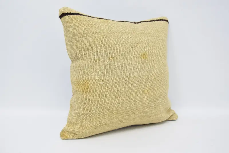 Boho Pillow, Pillow Case, 18x18 Beige Pillow Sham, Crochet Pattern Pillow Cover, Bench Cushion, Antique Pillows, Vintage Pillow, Natural Cushion - 3