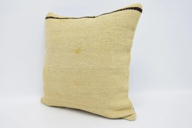 Boho Pillow, Pillow Case, 18x18 Beige Pillow Sham, Crochet Pattern Pillow Cover, Bench Cushion, Antique Pillows, Vintage Pillow, Natural Cushion - 4