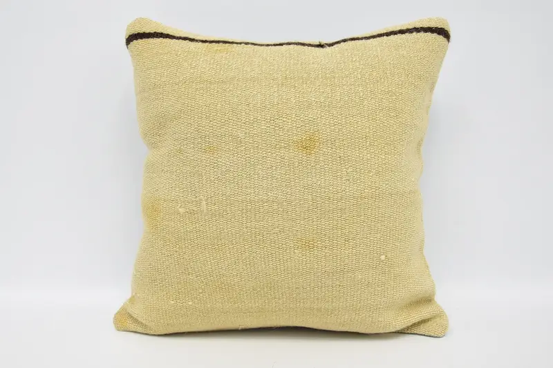Boho Pillow, Pillow Case, 18x18 Beige Pillow Sham, Crochet Pattern Pillow Cover, Bench Cushion, Antique Pillows, Vintage Pillow, Natural Cushion - 1