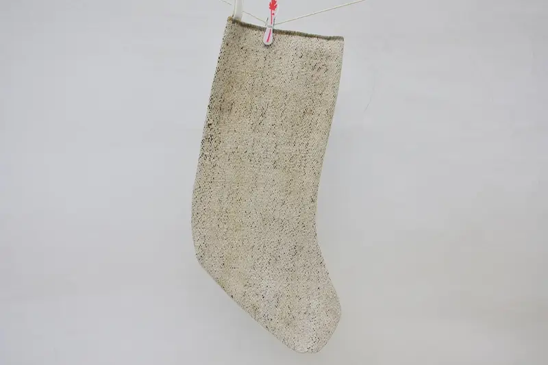Bej Noel Süsleri Deseni, 15,7 İnç Rahat Tatil Çorabı