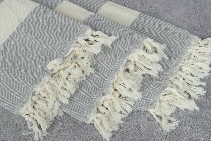 Turkish Towel Beach, Custom Gifts, Beach Size Towel, Hammam towel, Organic towel, Turkish Bath Towel USA, 70x40 Cotton Herringbone Towel - 5