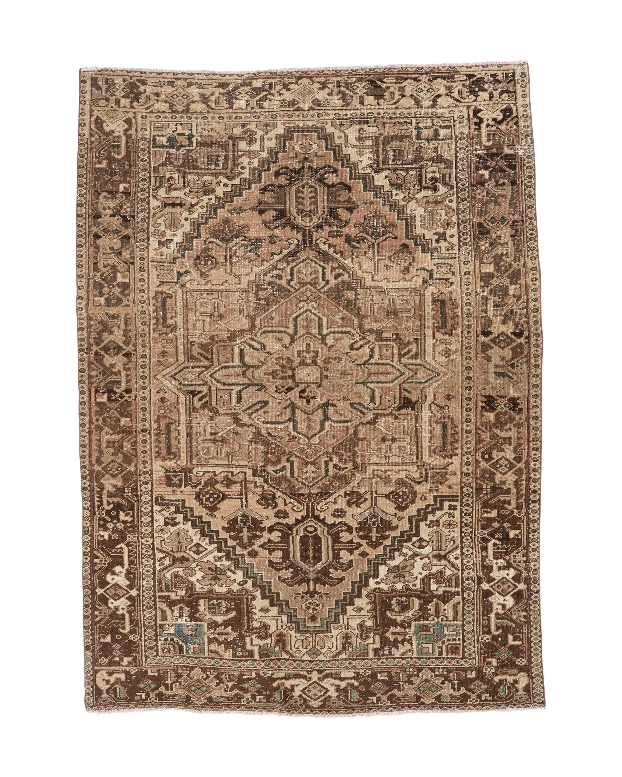 6,7 x 9,4 Fuß großer türkischer Teppich, braun-blauer orientalischer Vintage-Wollteppich - 1