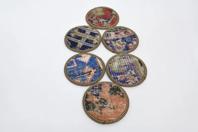 Bronze-Orangefarbener Kelim-Untersetzer, einzigartiger Stammes-Tischuntersetzer