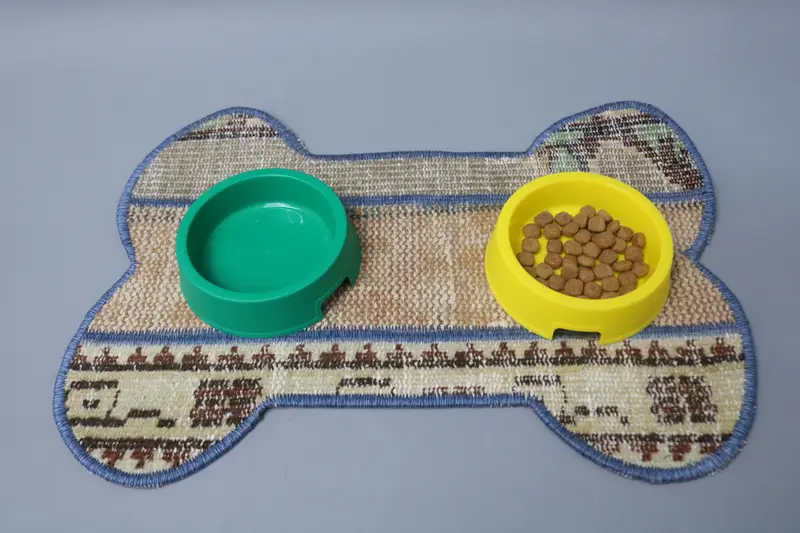 Red & Brown Bone Design Mat, Durable and Absorbent Pet Pad