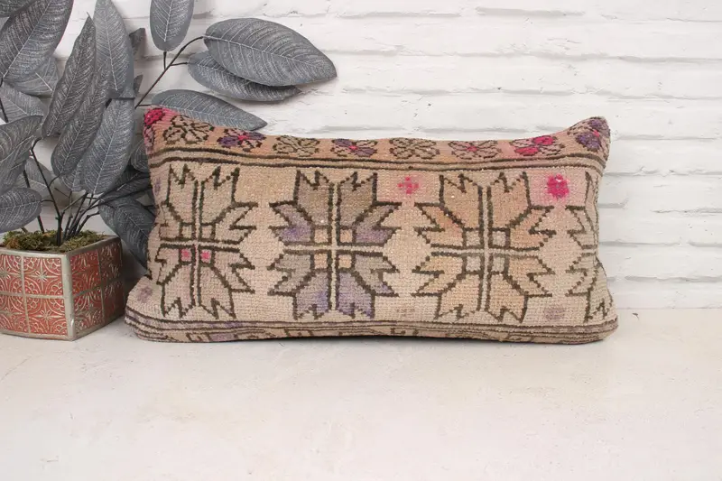 12x24 Beige Pillow Case, Gift Pillow, Hippie Throw Cushion Case, Vintage Kilim Pillow, Interior Designer Pillow, Traditional Pillow, Cushion Case - 1
