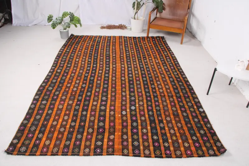 Orange Camouflage Rug, 5,9x8,7 ft Chic Decor