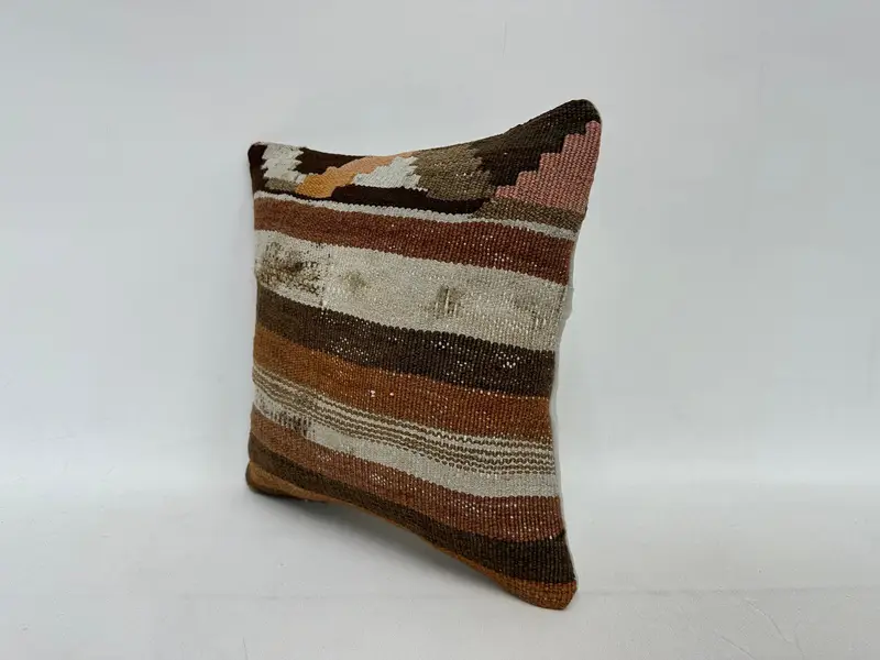 14x14 Brown Cushion Cover, Cozy Throw Cushion Case, Office Chair Pillow, Couch Pillow Cover, Gift Pillow, Pillow, Boho Pillow, Turkish Pillow - 4