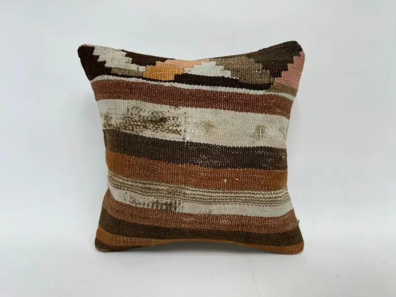 14x14 Brown Cushion Cover, Cozy Throw Cushion Case, Office Chair Pillow, Couch Pillow Cover, Gift Pillow, Pillow, Boho Pillow, Turkish Pillow - 1